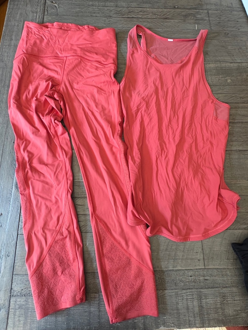 Lululemon Small Coral Tank & Leggings Set